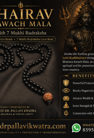 Bhairava Kavach Mala – 108 Black Onyx with 7 Mukhi Rudraksha